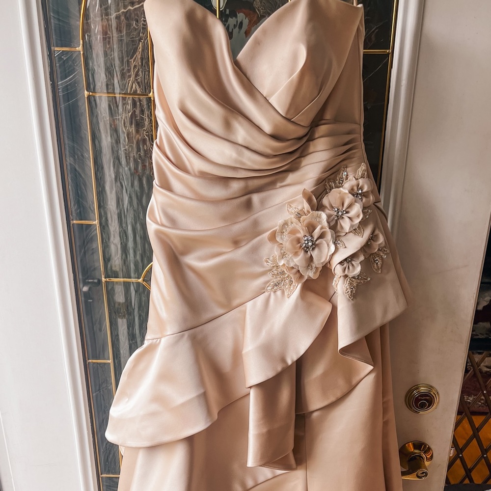Jovani Champagne evening gown in style 3829